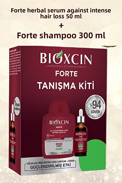 Bioxcin Forte Intense Hair Loss Herbal Treatment Package (300 ml Shampoo & 50 ml Hair Serum)