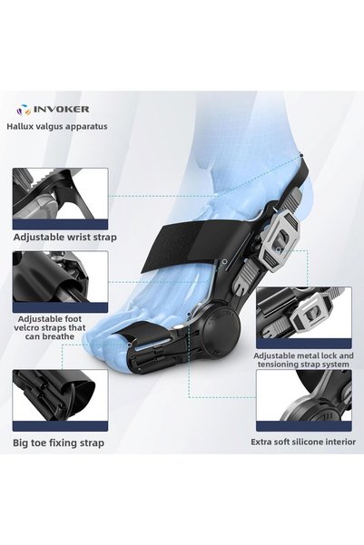 INVOKER Foot Big Toe Bone Curvature Protrusion Corrector Apparatus Night Splint Adjustable Hallux Valgus Bunion 2 Pcs