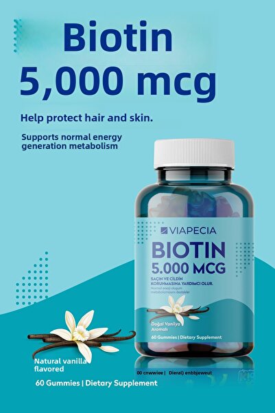 Viapecia Biotin in Gelibon Form 5000 Mg Protects 60 Pieces of Hair and Skin