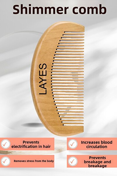 Layes Natural Boxwood Wooden Comb Round Anti-static