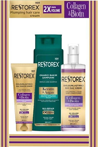 Restorex Šampon s keratinem a arganem 500 ml a kolagen a biotin pro objem 3dí...