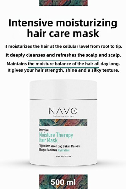 NAVO PROFESSIONAL HAIR CARE قناع ترطيب مكثف للشعر| قناع الشعر العلاجي بالرطوب...