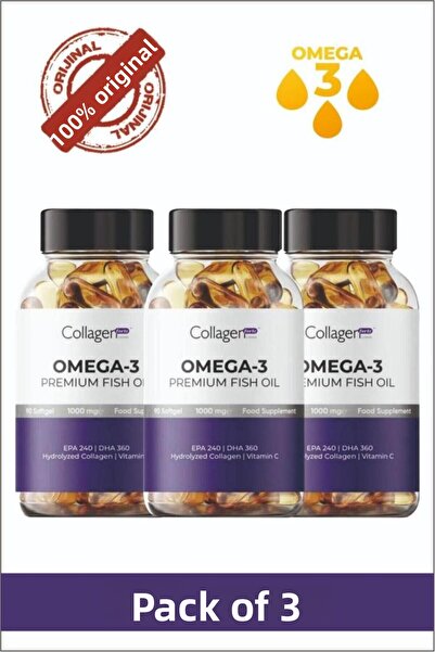 Collagen Forte Platinum 3 قطع زيت السمك أوميجا 3 الفاخر 90 كبسولة هلامية × 10...