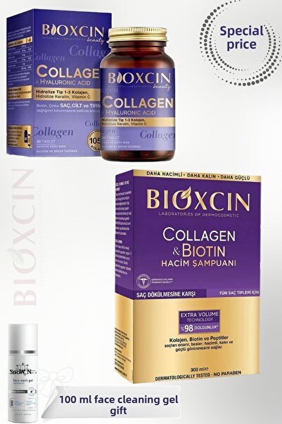 Bioxcin Volume Shampoo Fine Hair 300 ml + Collagen 30 Tablets + 100ml Facial ...