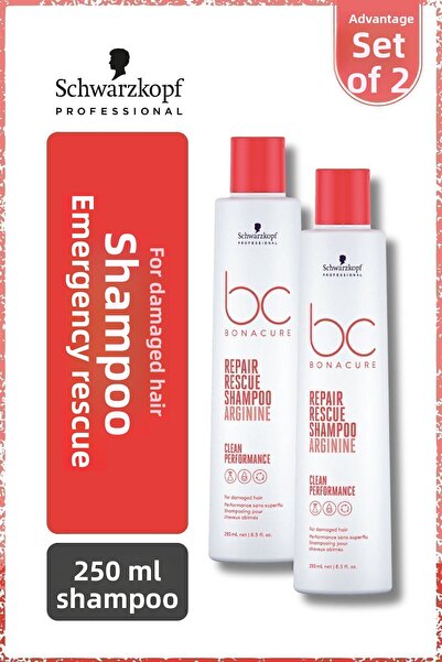 Bonacure BC Clean Emergency Rescue Shampoo - 250ml x 2 Pcs, For Damaged or Treated Hair