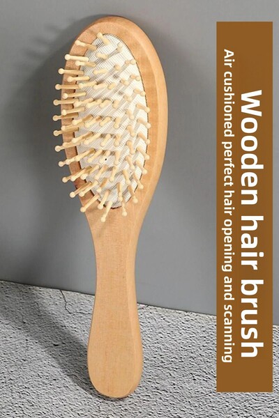 ANI OFİS KIRTASİYE A K Wooden Brush Comb - Hair Lightening and Massage Product with Air Cushion