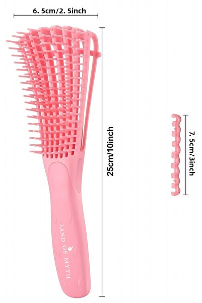 LAND OF MYTH Lom1192 New Generation Detangling Combing Brush Octopus Design Flexible Tooth Curly Hair - Pink