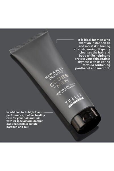 Thalia 250ml Men's Moisturizing and Refreshing Hair and Body Shampoo