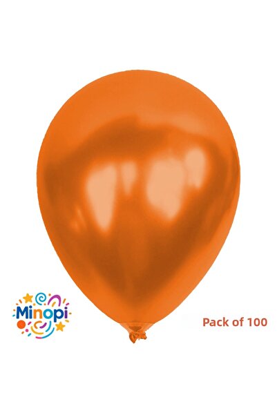 Minopi بالون برتقالي غير منقوش بالون ملون بالون معدني مقاس عادي عبوة من 100 قطعة