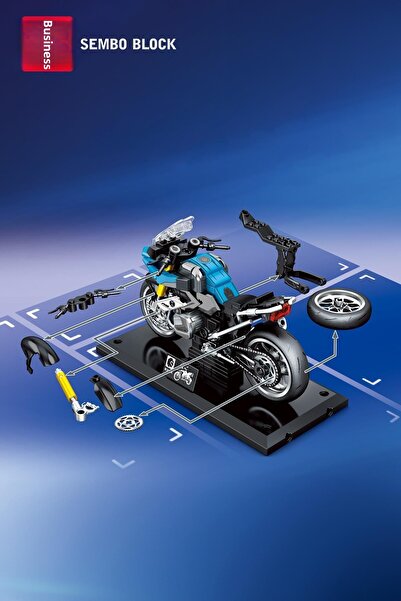 Sembo Block Blue Touring Motorcycle 222 Parts Building Blocks Compatible with Lego ( 714532 )