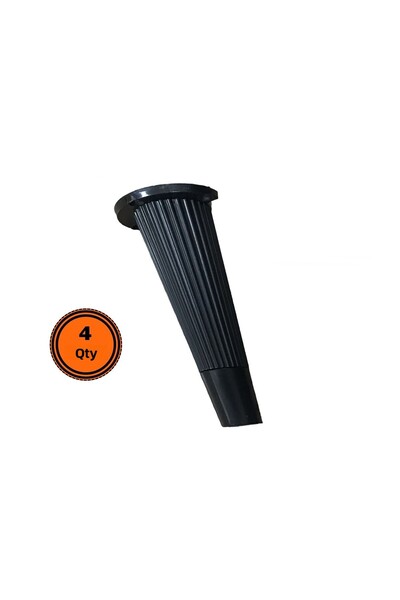 EYM Black 16 cm Conical Plastic Furniture Legs - 4 Pieces of Sofa Legs