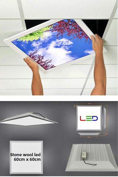 Gökyüzü Panel Hanging Ceiling LED - 60cmx60cm - Flush Mount - 54w - 6500k - LED Panel - LED Luminaire - 60x60 Stone Wool Hanging Ceiling LED