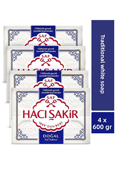 Hacı Şakir قالب صابون 4 قطع طبيعي 600 جرام. × 4 قطع