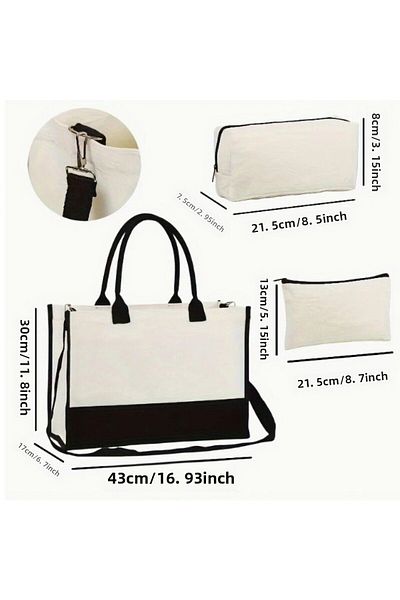 SOSYETEZGAHI 3Pcs Large Multi-Capacity Shoulder Hand Bag,Holiday Durable Nylon Zipper Closure Sea Bag