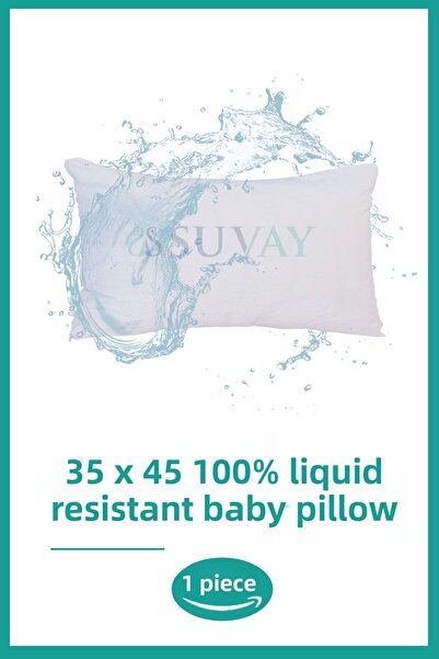 SUVAY 35X45 cm Waterproof Baby Pillow - 100% Cotton, Zippered Mattress Cover