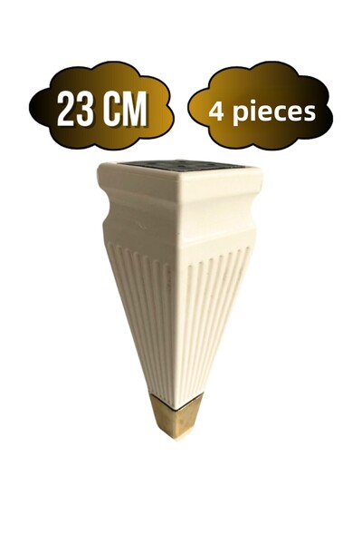 DSYapıAksesuar Picior din plastic crem cu model turn pentru mobilier, masă și dulap (23CM) (CREM - AUR) (4 BUC.)