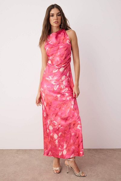 Trendyol Collection Multi Color Body Fitting Satin Woven Maxi Evening Dress Night Homecoming Dress Tprss25Ae00066
