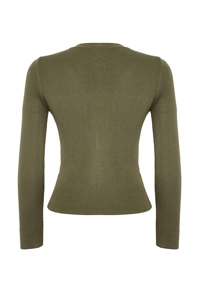 Trendyol Collection Khaki Mercerized Look Basic Buttoned Knitwear Sweater Twoaw26Kz00093