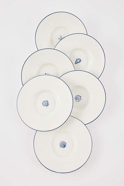 Trendyol Collection Set of 6 Porcelain Marine Printed Tea Cup Coasters Tphss25Bal00001