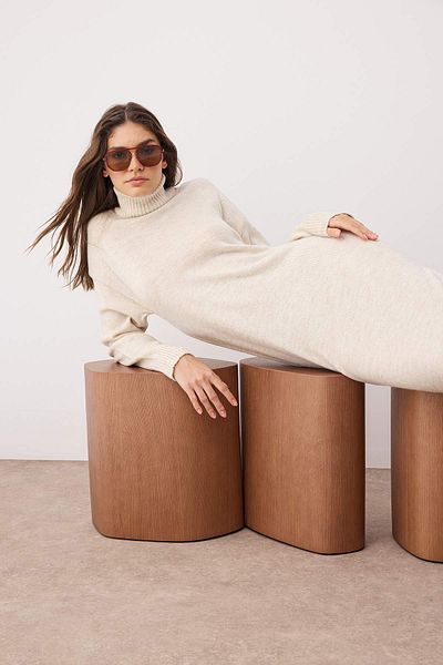 Trendyol Collection Stone*001 Inner Showless Maxi Wide Mold Soft Texture Plain Knitwear Dress Twoaw24El00056
