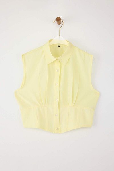 Trendyol Collection Yellow Sleeveless Shirt Twoss25Go00174