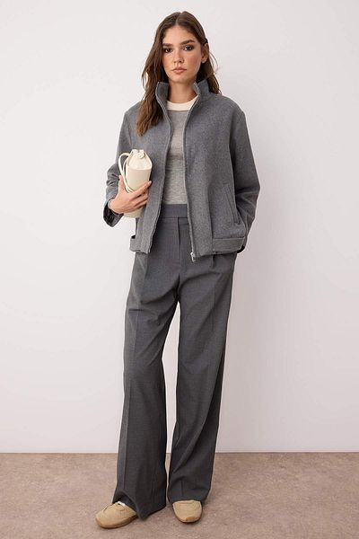 Trendyol Collection Anthracite Regular Fit Cashmere Thin Jacket Coat Twoaw26Mo00130