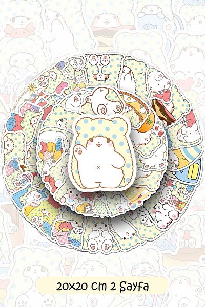 Grafikup Cute Sticker Set - 50 Pieces Large Size Pen Laptop Notebook Water Bottle Label