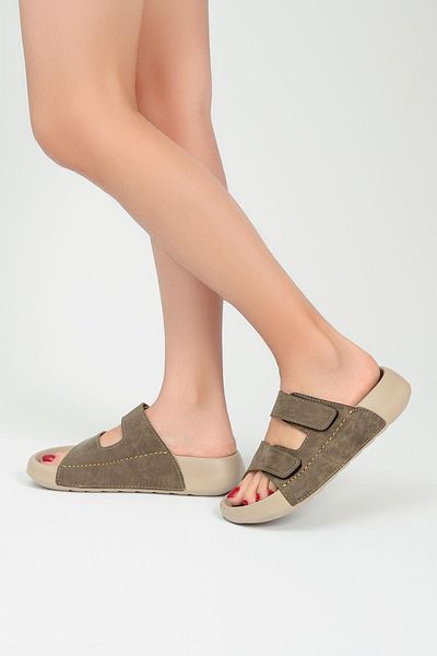 Qramed Orthopedix Double Striped Velcro Unisex Sports Slippers Qr25151