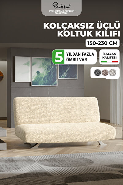 Paulato Lastikli Esnek Ve Yıkanabilir Kolçaksız 3 Kişilik Koltuk Örtüsü Kanep...