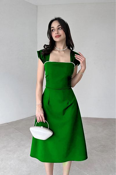 ALFUDO Moda Collection Custom Design Slim Detail Midi Dress