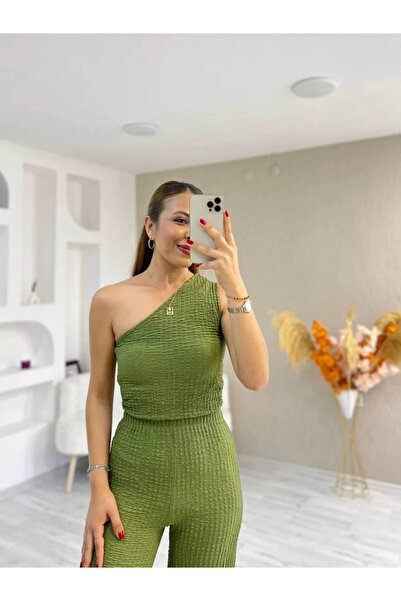 MetuCA Tek Omuz Gofre Crop - Esnek, Modern Ve Şık