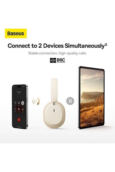 Baseus Bowie D05 Wireless Bluetooth Foldable HiFi Stereo Music Headphone Beige Creamy White