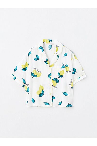 LC Waikiki Set de pijamale pentru femei cu guler de cămașă cu imprimeu și pantaloni scurți