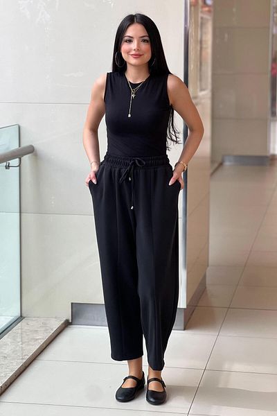 sentez giyim Sentez front parted carrot bamboo pants