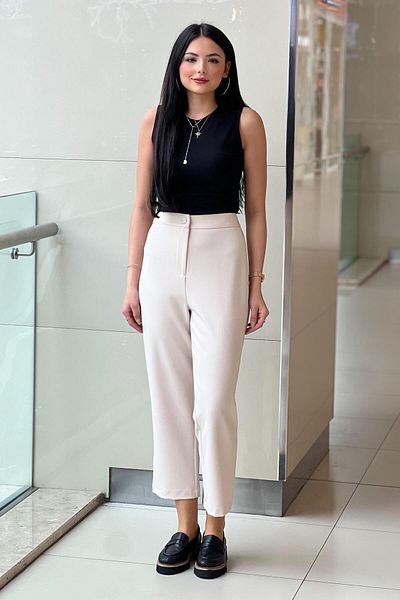 sentez giyim Synthesis One Button Pants with Elastic Back