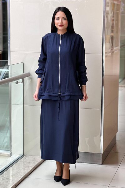 Nurcan Çetin Pocket Staple Deatyl Cap Skirt Zipper Detailed Suit