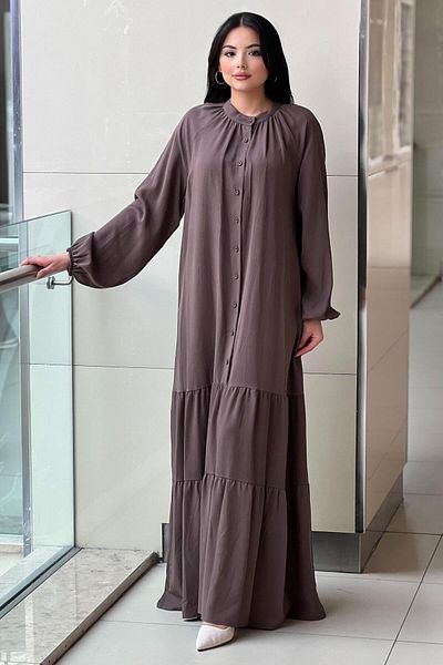 Nurcan Çetin Judge Collar Raglan Sleeve Half Button Dress