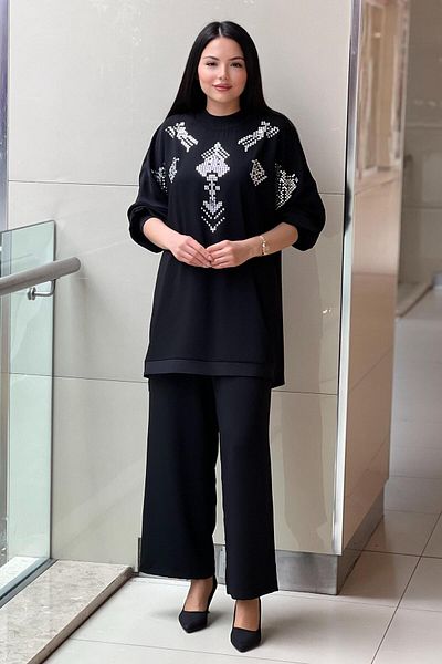 Ghisa Baguette Stone Ribbed Trousers Suit