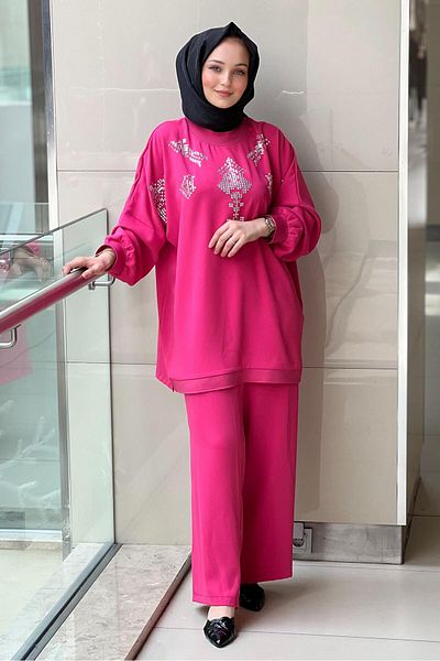 Ghisa Baguette Stone Ribbed Trousers Suit