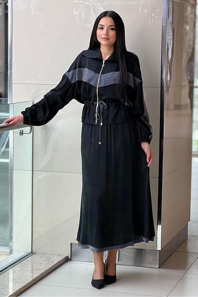 Nuss Waist Drawstring Bomber Jacket Skirt Vegan Cupra Set
