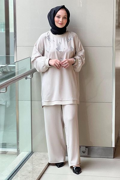 Ghisa Baguette Stone Ribbed Trousers Suit