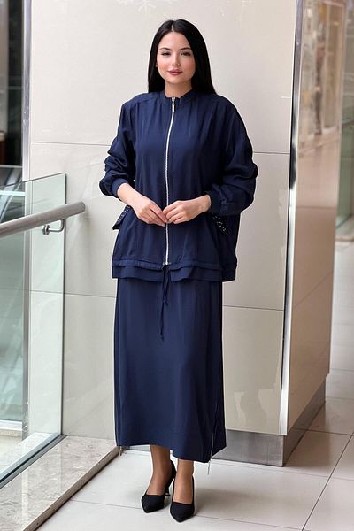 Nurcan Çetin Pocket Staple Deatyl Cap Skirt Zipper Detailed Suit