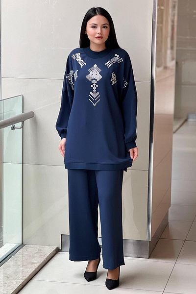 Ghisa Baguette Stone Ribbed Trousers Suit
