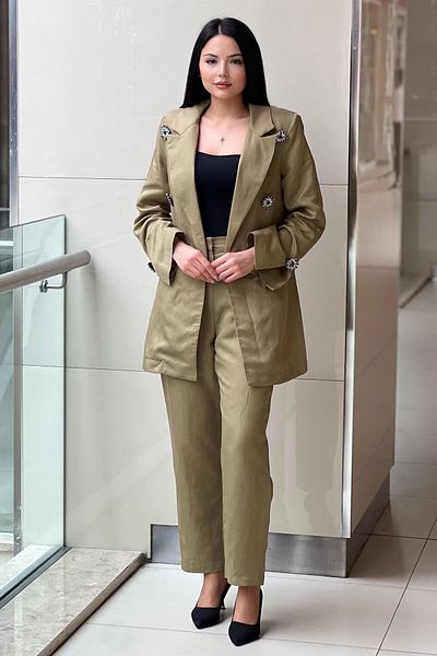 Missemramiss Linen Linen Jacket Pants Set