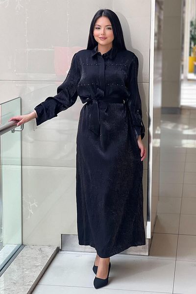 Nuss Half Hidden Swing Sleeve Epaulette Crinkle Satin Dress