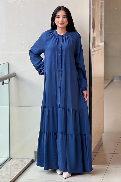 Nurcan Çetin Judge Collar Raglan Sleeve Half Button Dress