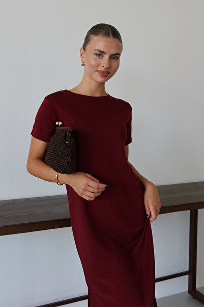 Balenbi Γυναικείο υφασμάτινο φόρεμα με μισό μανίκι κάτω από το γόνατο 1100