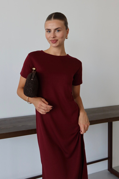 Balenbi Γυναικείο υφασμάτινο φόρεμα με μισό μανίκι κάτω από το γόνατο 1100