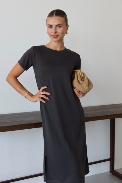 Balenbi Γυναικείο υφασμάτινο φόρεμα με μισό μανίκι κάτω από το γόνατο 1100