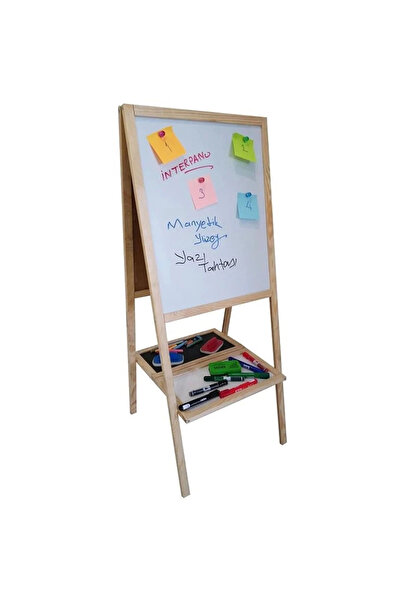 İnter 715 Yazı Tahtası 40x50 Manyetik Çift Taraflı Ahşap Çerçeve Kara Tahta -...